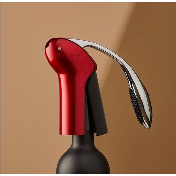 Rabbit Other - Rabbit Vertical Lever Corkscrew Wine Opener Red Chrome with Foil Cutter and Base
